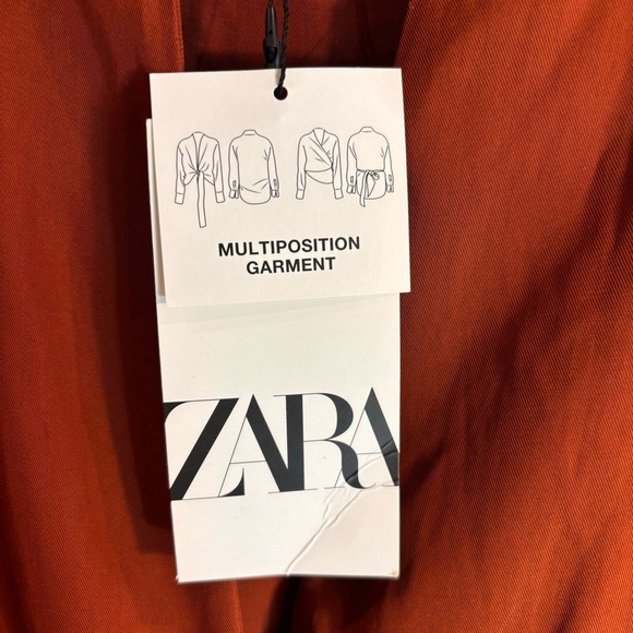 ZARA Sz XS Blouse Oversized Multi Position Ties Flowy Long Sleeve NEW WITH TAGS - Picture 3 of 12